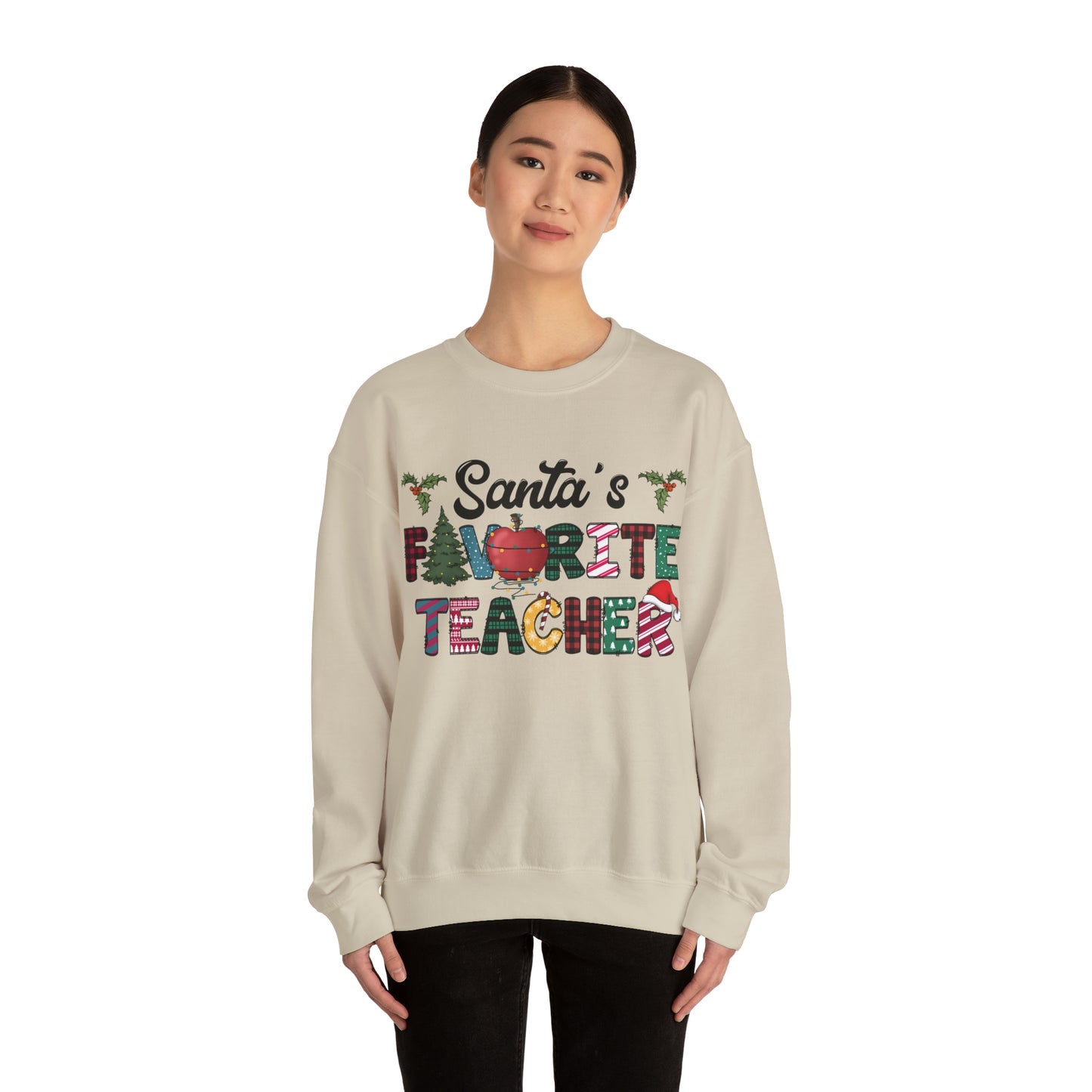 Santa's Favorite Teacher Unisex Heavy Blend™ Crewneck Sweatshirt