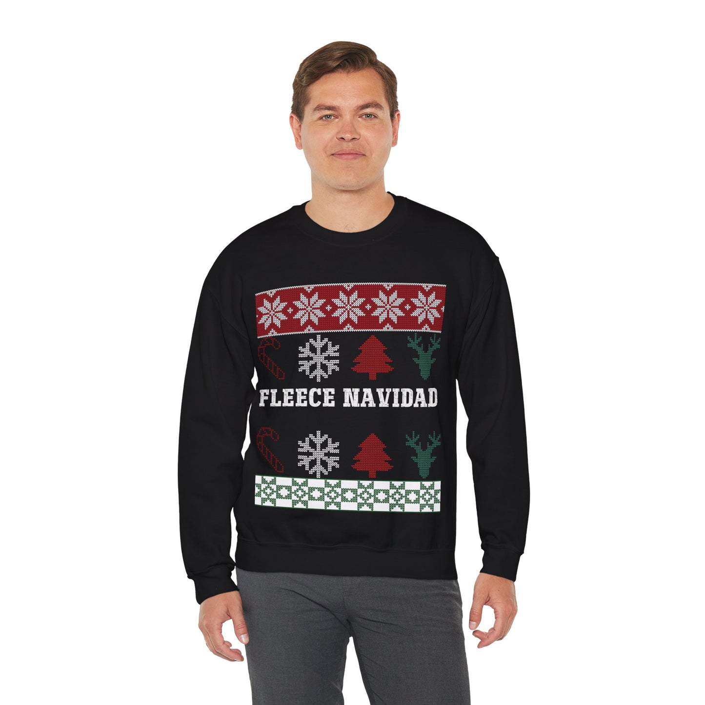 Fleece Navidad Ugly Christmas Sweatshirt Heavy Blend™ Crewneck Sweatshirt