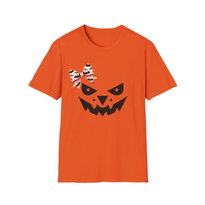 Jack O' Lantern with a Bat Bow Softstyle T-Shirt