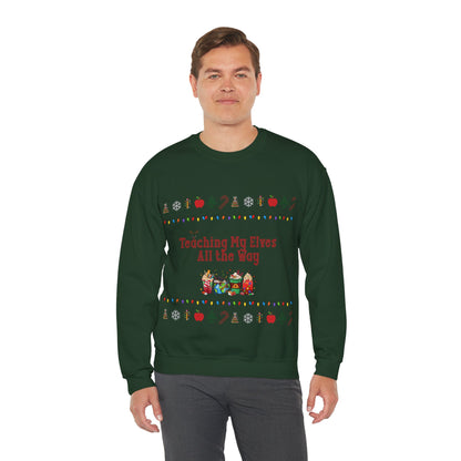 Festive Teacher Sweatshirt, Funny Christmas Gift, Holiday Apparel, Teacher Sweatshirt, Unisex Crewneck for Christmas