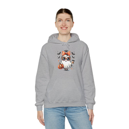 Halloween Bow Ghost Hoodie, Cozy Fall Sweatshirt, Cute Ghost Apparel