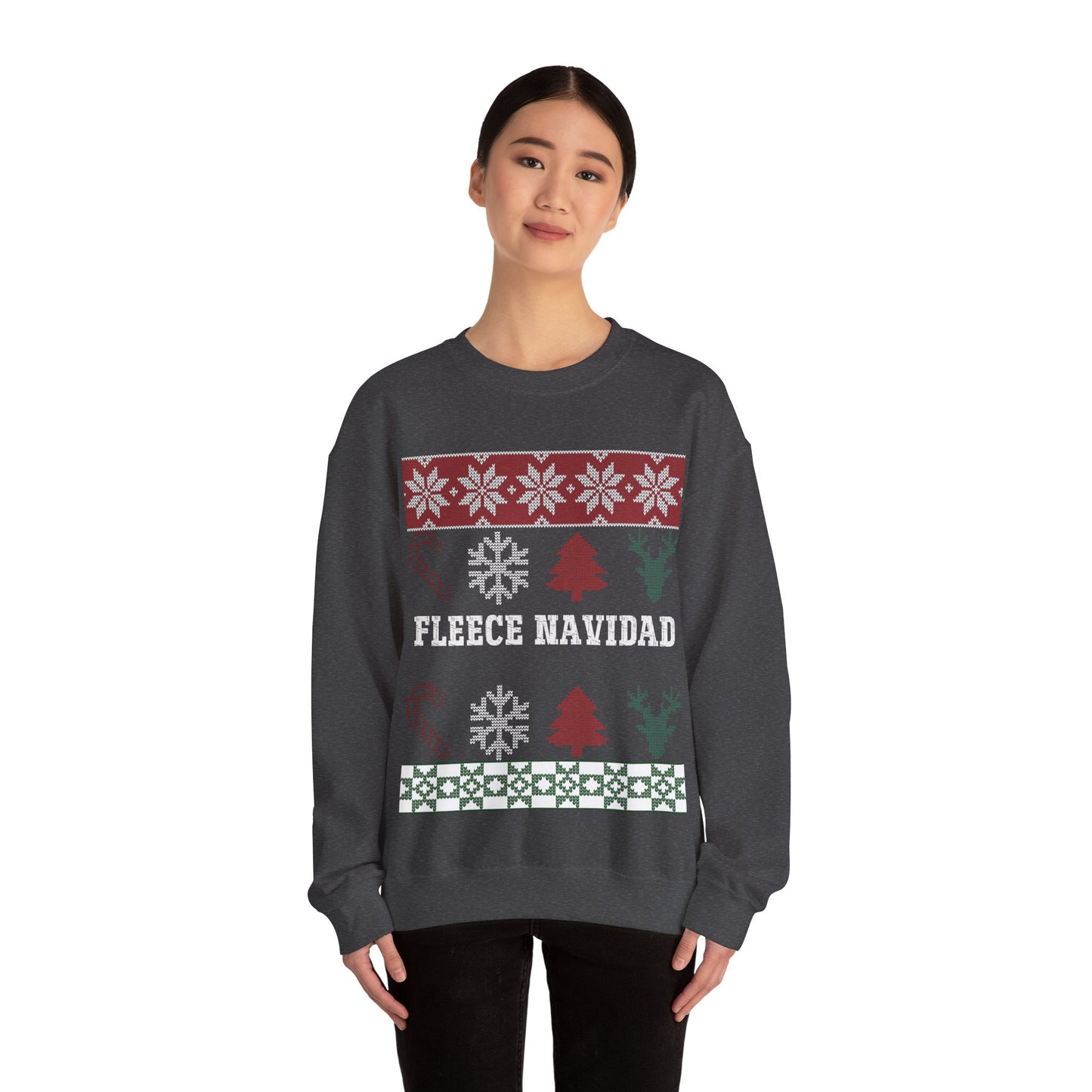 Fleece Navidad Ugly Christmas Sweatshirt Heavy Blend™ Crewneck Sweatshirt