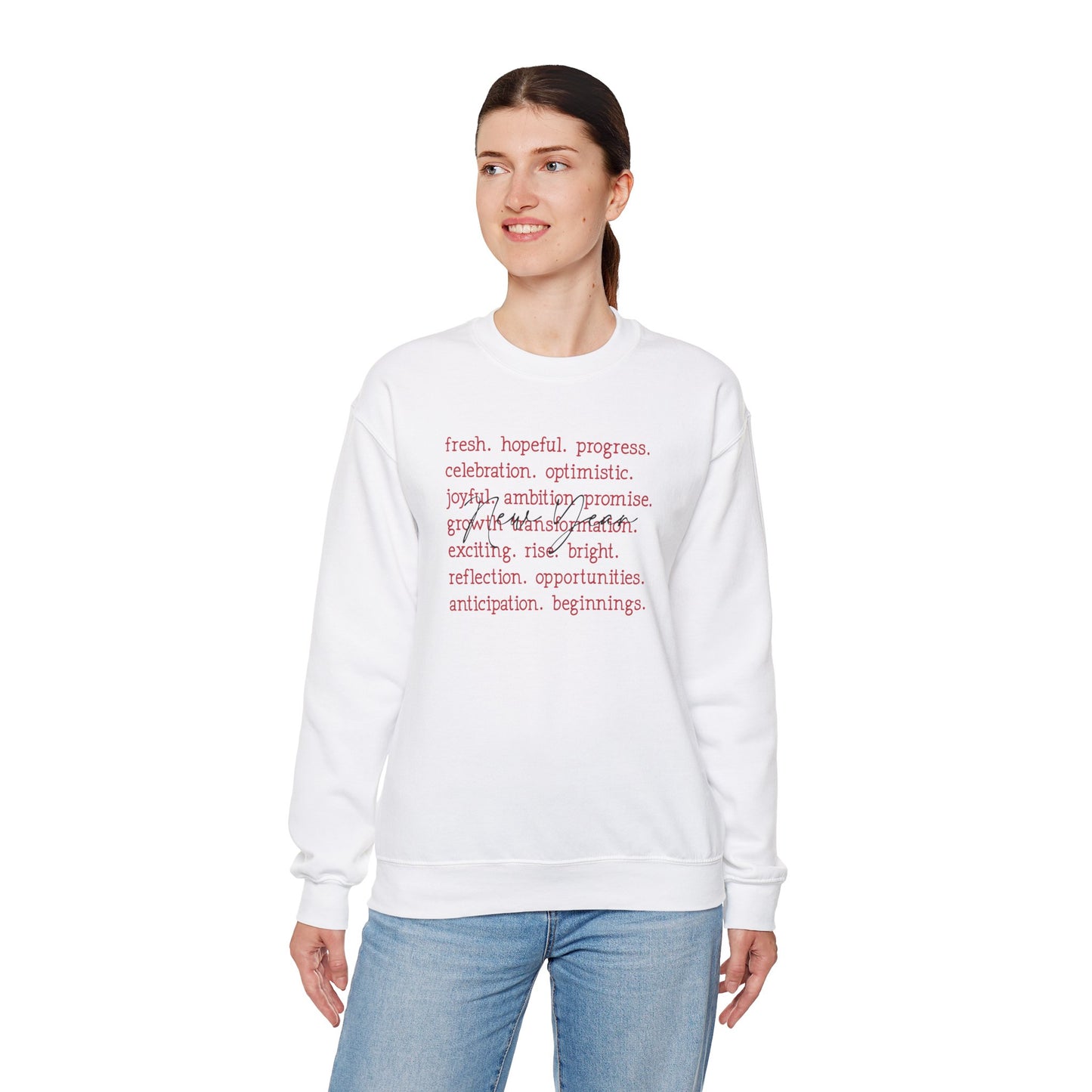 New Year Inspirational Words Sweatshirt – Fresh Start Edition Unisex Heavy Blend™ Crewneck Sweatshirt