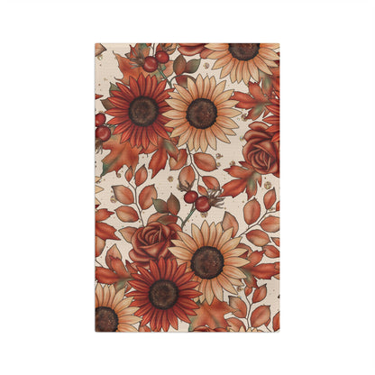 Fall Leaves & Sunflowers Tea Towel