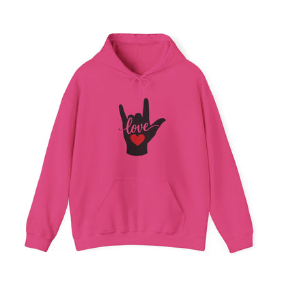 I Love You Sign Language Hoodie | ASL Love Heart Hooded Sweatshirt
