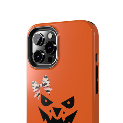 Pumpkin with Bat Bow Tough Phone Cases