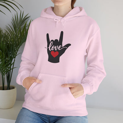 I Love You Sign Language Hoodie | ASL Love Heart Hooded Sweatshirt