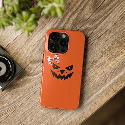 Pumpkin with Bat Bow Tough Phone Cases