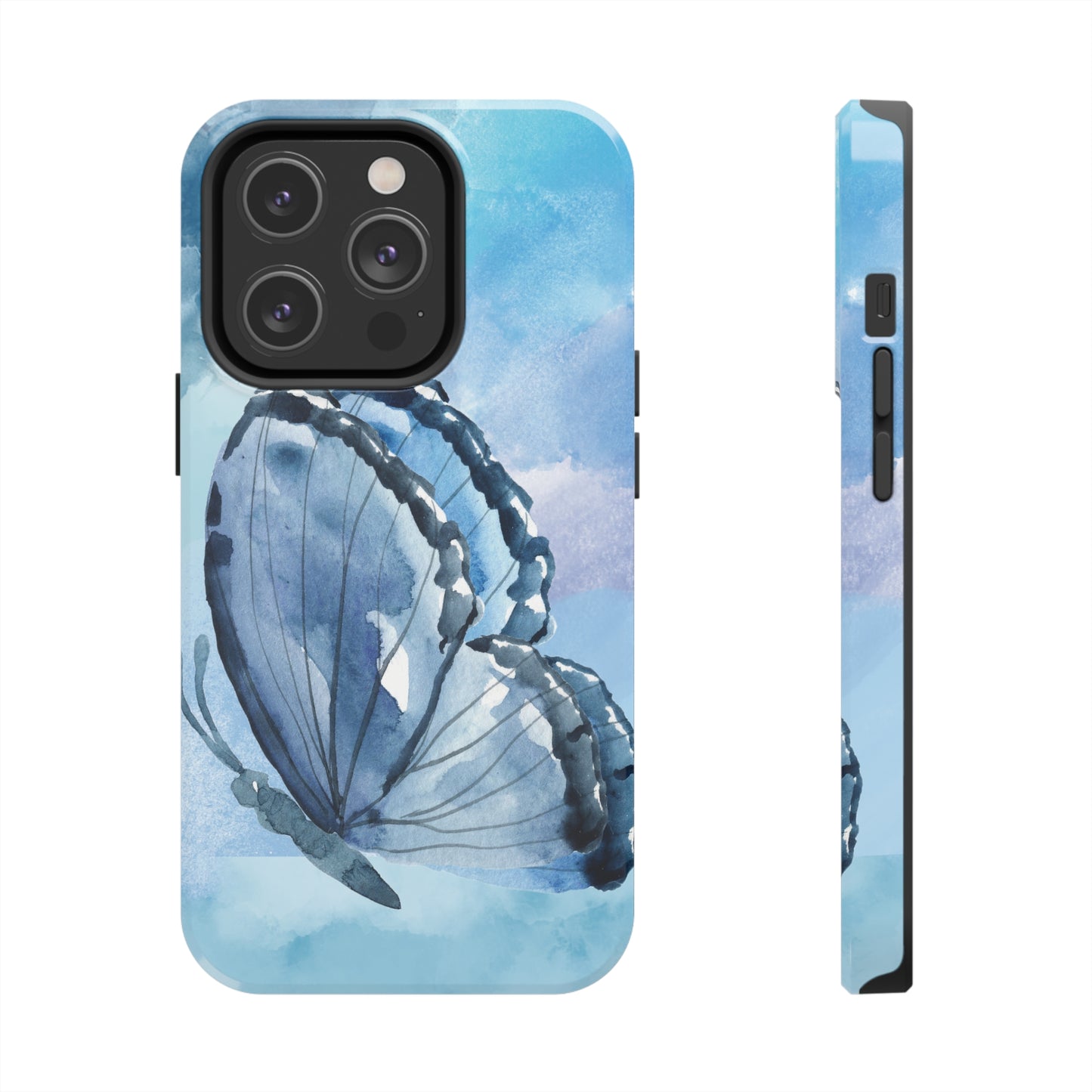 Blue Watercolor Butterfly Tough Phone Cases