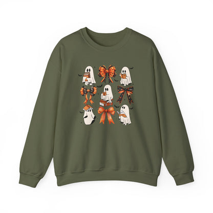 Halloween Ghost and Coquette Bows Heavy Blend™ Crewneck Sweatshirt