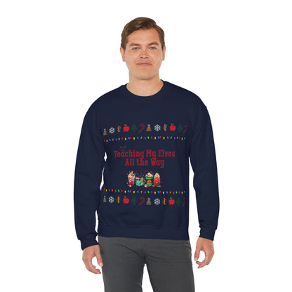 Festive Teacher Sweatshirt, Funny Christmas Gift, Holiday Apparel, Teacher Sweatshirt, Unisex Crewneck for Christmas