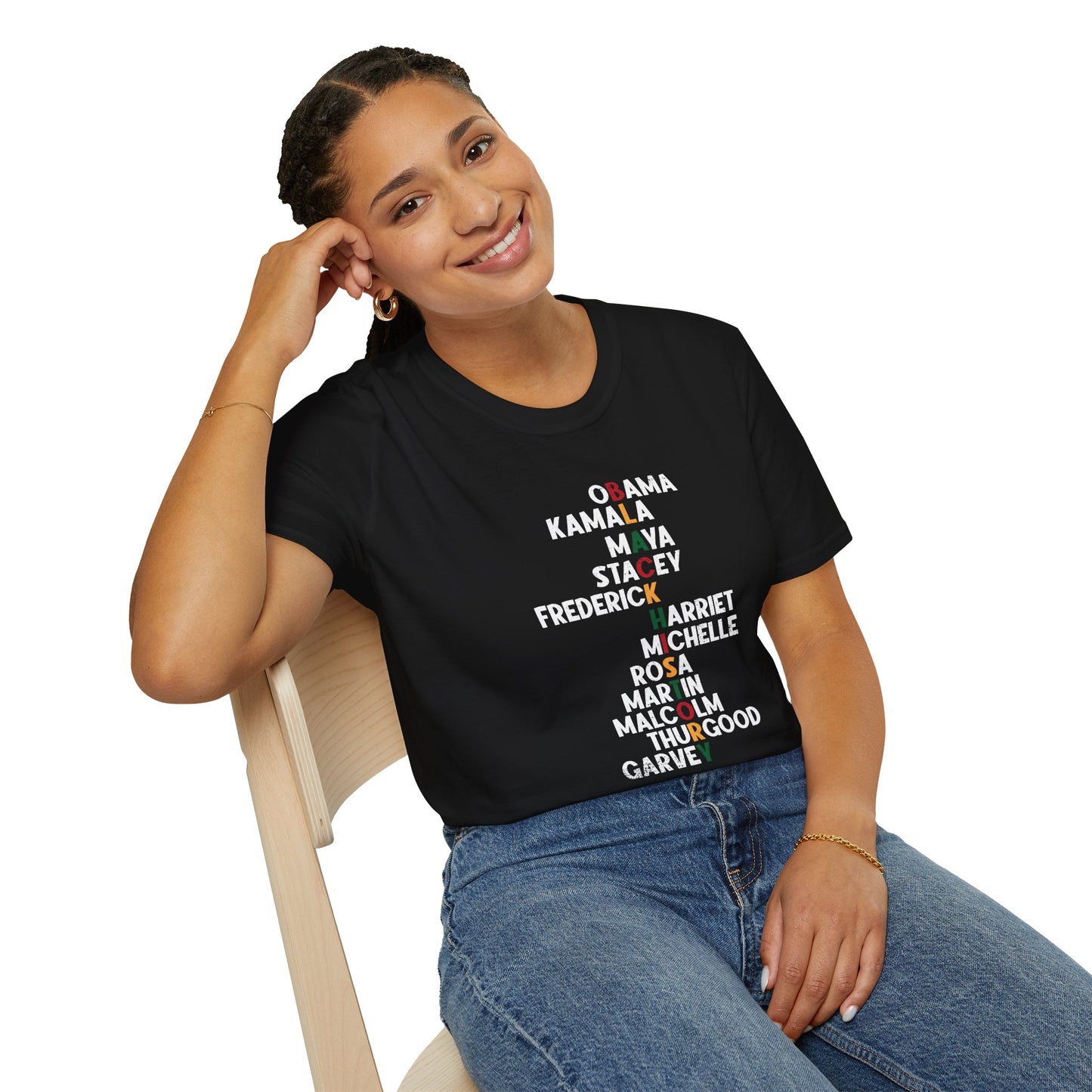 Black History T-Shirt – Celebrating Iconic African American Leaders Unisex Softstyle T-Shirt
