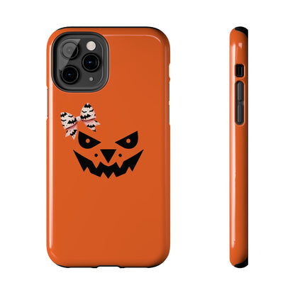 Pumpkin with Bat Bow Tough Phone Cases