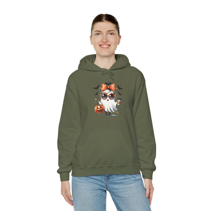 Halloween Bow Ghost Hoodie, Cozy Fall Sweatshirt, Cute Ghost Apparel