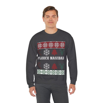 Fleece Navidad Ugly Christmas Sweatshirt Heavy Blend™ Crewneck Sweatshirt