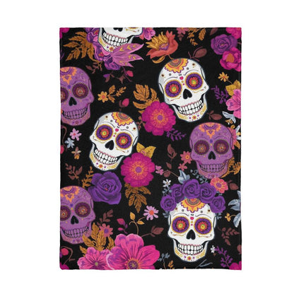 Mink Touch Fleece Blanket – Día de los Muertos Sugar Skull Floral Design