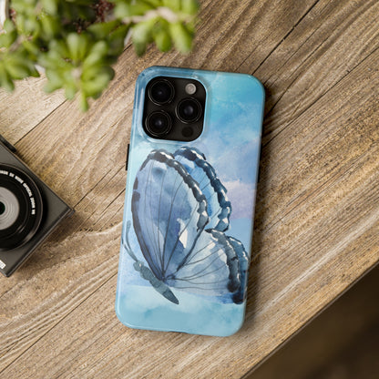 Blue Watercolor Butterfly Tough Phone Cases