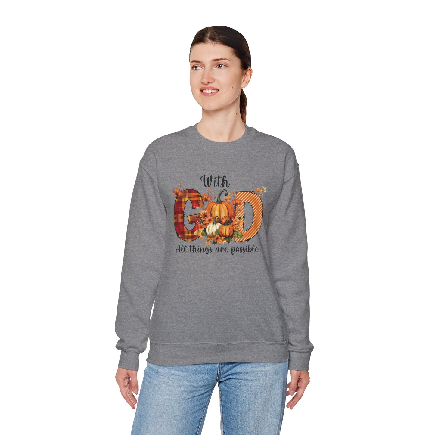 Pumpkin Sweatshirt for Fall with Inspirational Saying