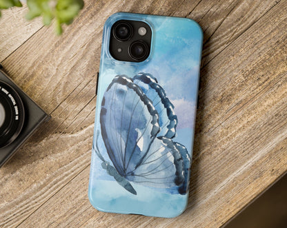 Blue Watercolor Butterfly Tough Phone Cases