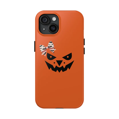 Pumpkin with Bat Bow Tough Phone Cases