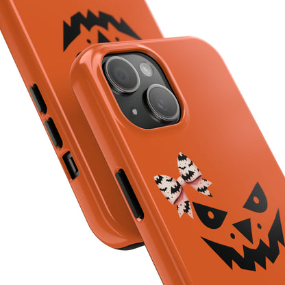 Pumpkin with Bat Bow Tough Phone Cases