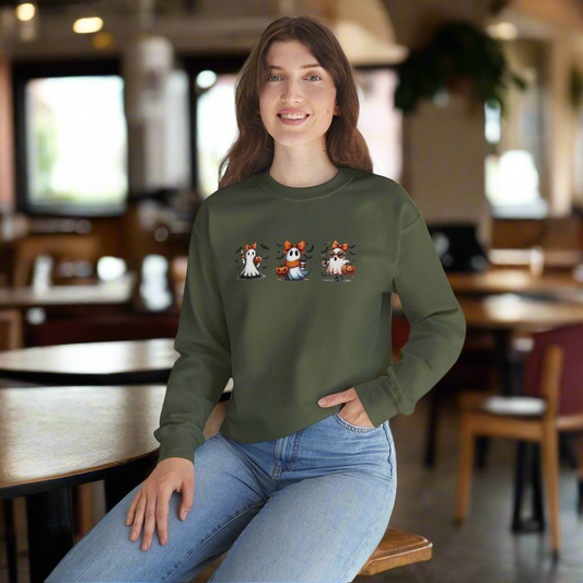 Halloween Cute Girl Ghost Crewneck Sweatshirt