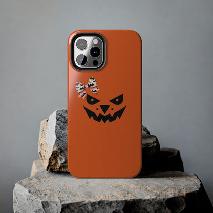 Pumpkin with Bat Bow Tough Phone Cases