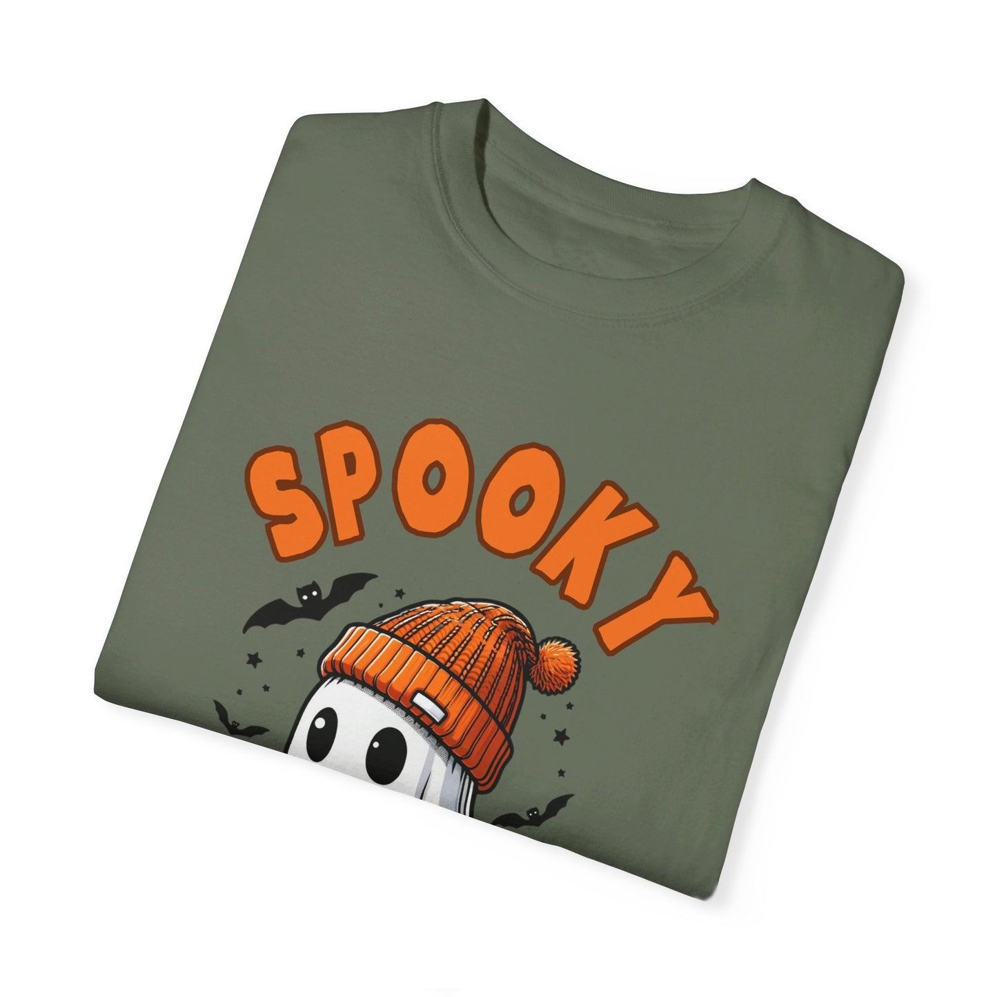 Spooky Ghost with Drink and Pumpkin Garment-Dyed T-shirt