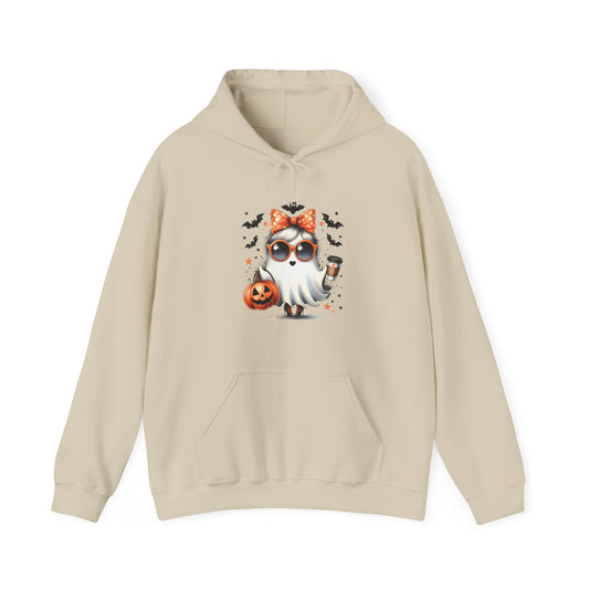 Halloween Bow Ghost Hoodie, Cozy Fall Sweatshirt, Cute Ghost Apparel