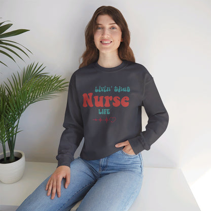 Livin' That Nurse Life Red Unisex Heavy Blend™ Crewneck Sweatshirt