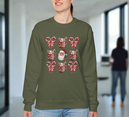 Festive Comfort Santa & Cocoa Holiday Sweatshirt Unisex Heavy Blend™ Crewneck Sweatshirt