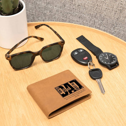 DAD Leather Wallet – “Your Guidance Shapes My Path” | Sentimental Full Grain Bifold Gift for Fathers