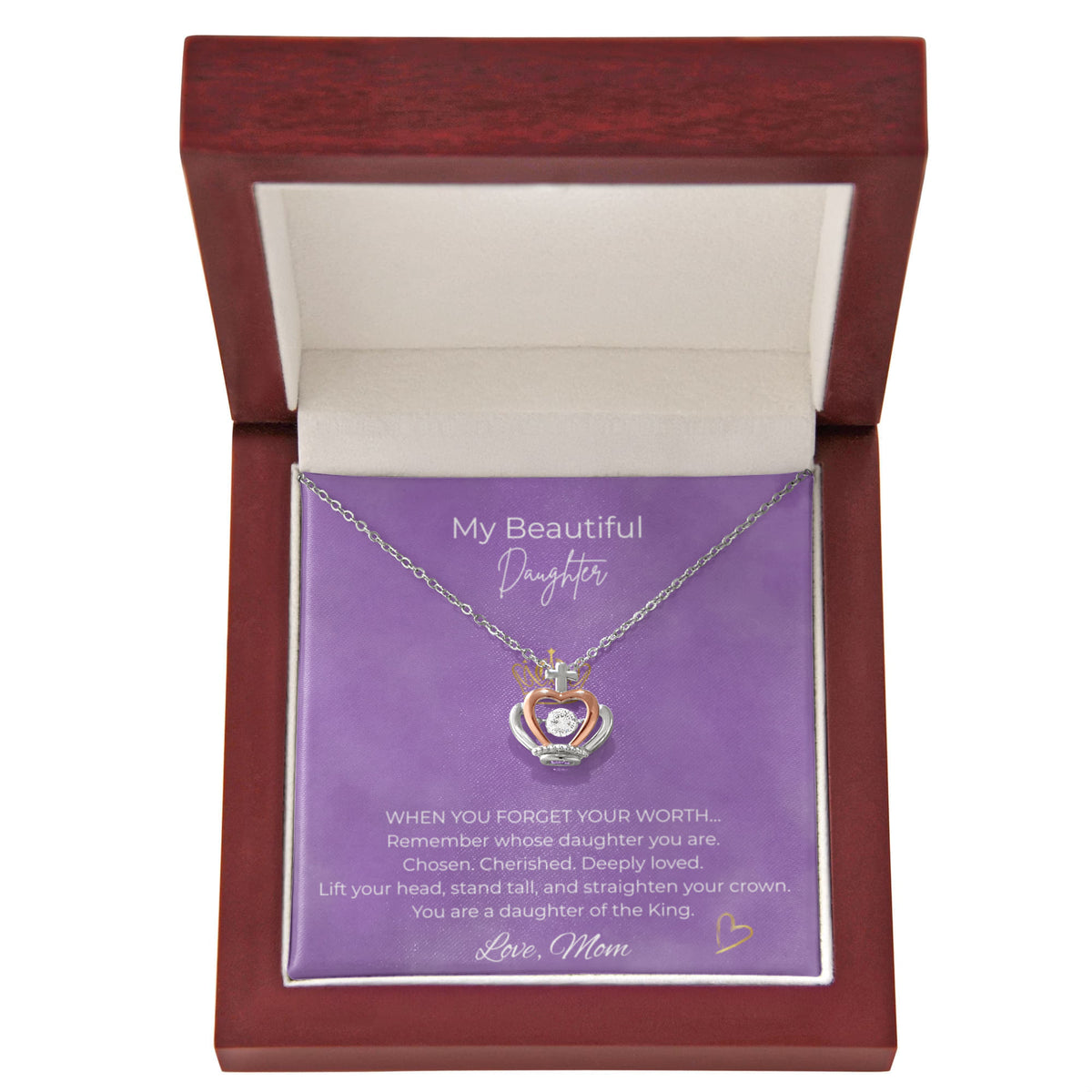 To My Beautiful Daughter Crown Pendant Necklace