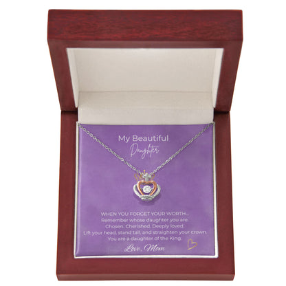To My Beautiful Daughter Crown Pendant Necklace