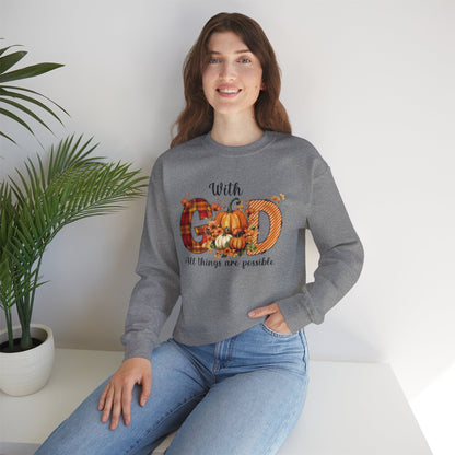 Pumpkin Sweatshirt for Fall with Inspirational Saying