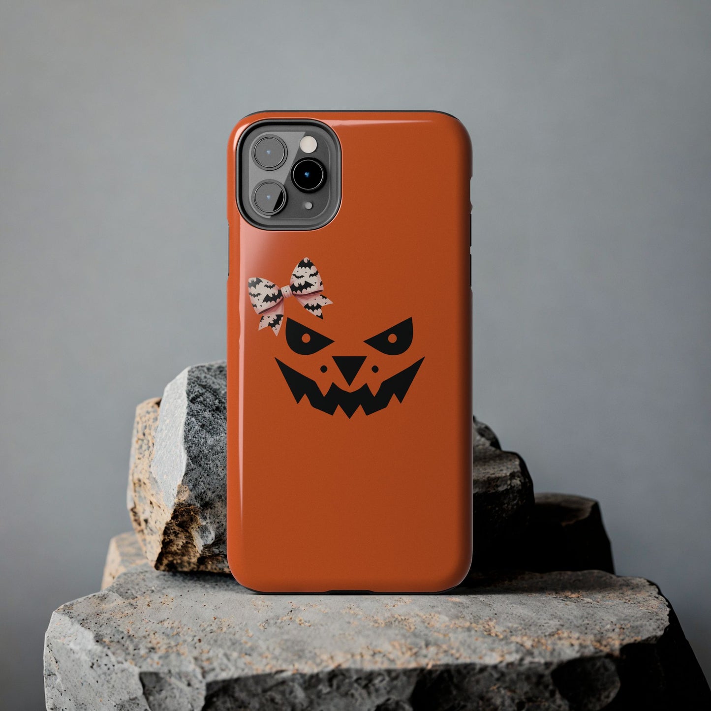 Pumpkin with Bat Bow Tough Phone Cases