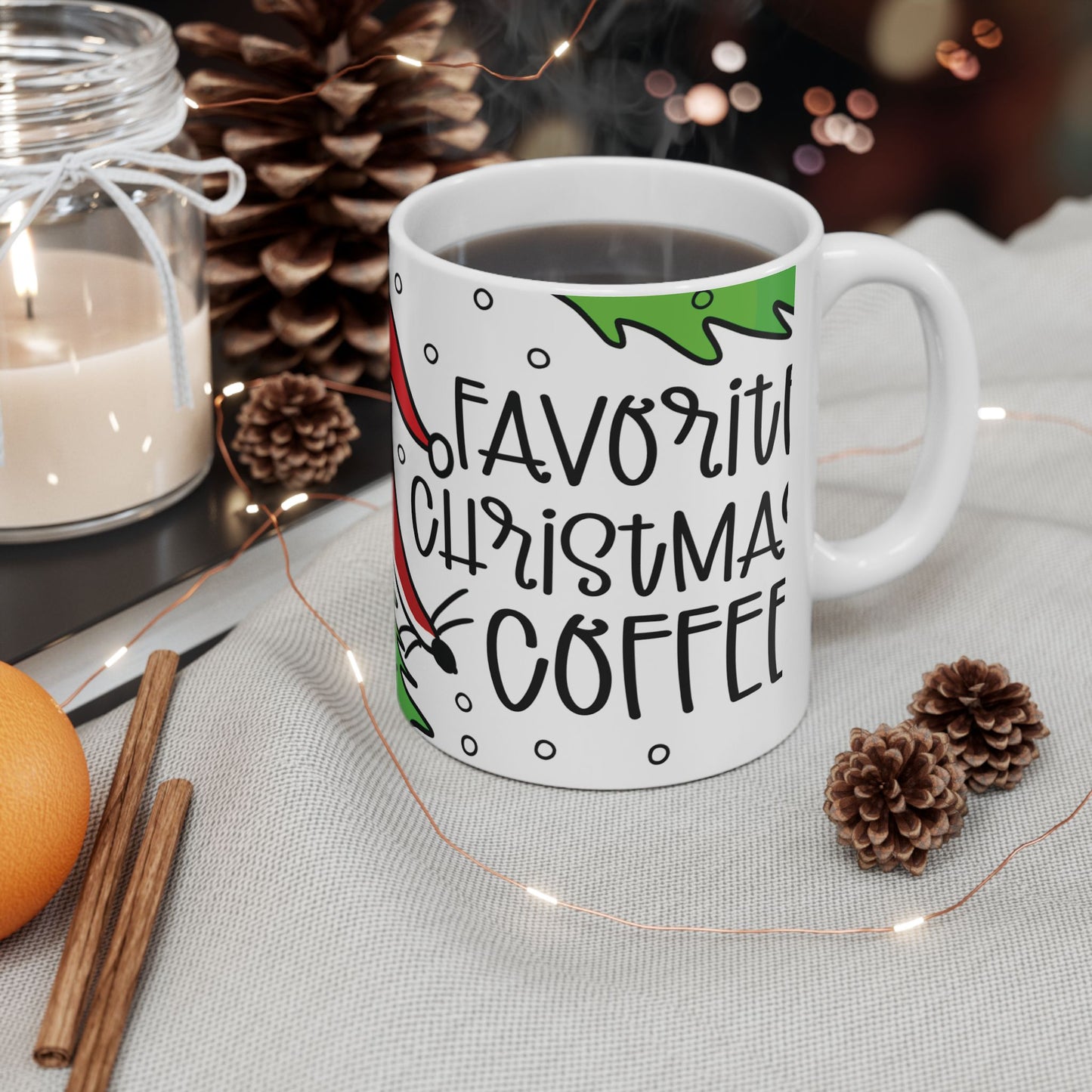 Christmas Fox Mug – "Favorite Christmas Coffee" – Perfect Gift for Coffee Lovers! Microwave & Dishwasher Safe