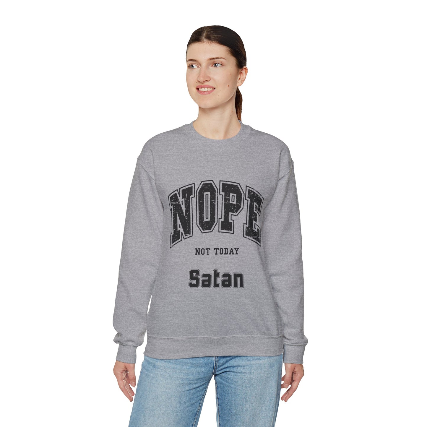 Nope Not Today Satan Unisex Heavy Blend™ Crewneck Sweatshirt