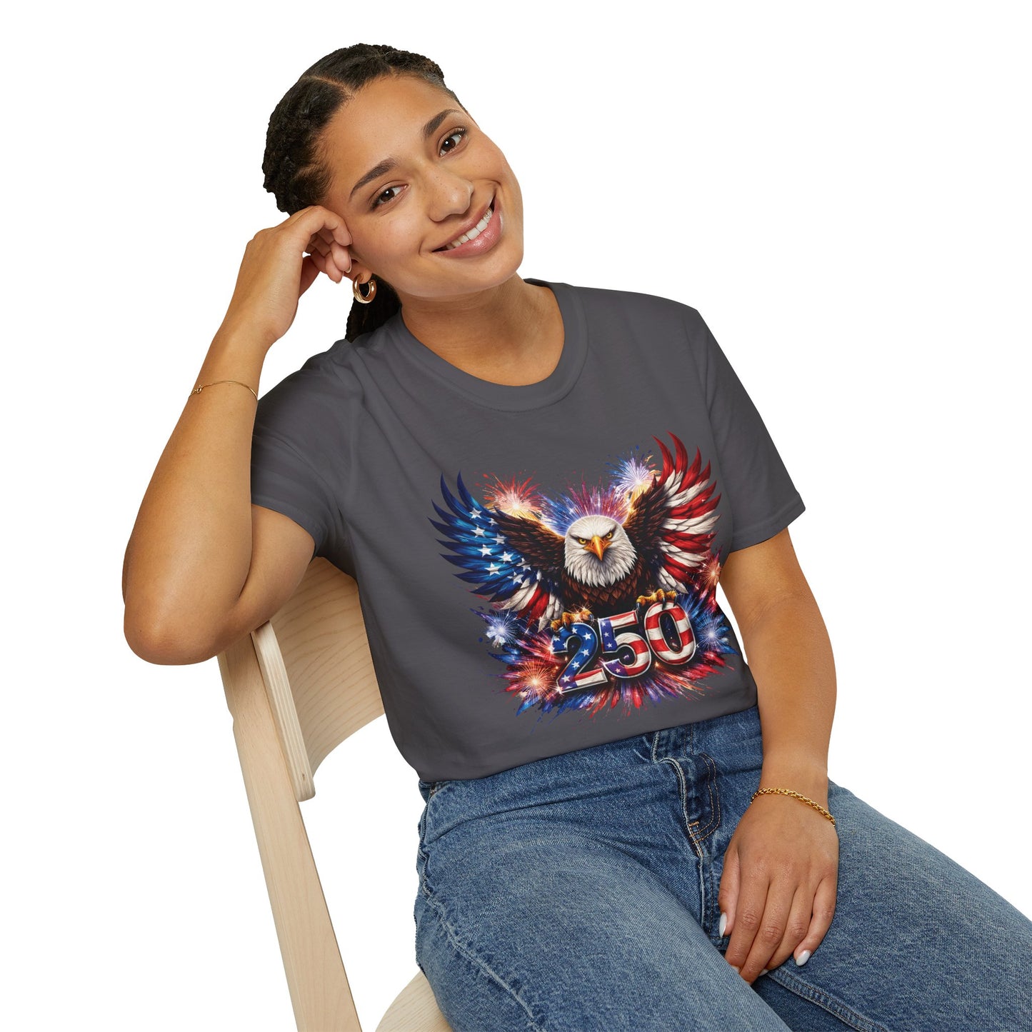 250 Eagle Patriotic T-Shirt – American Flag Bald Eagle Graphic Tee | Fourth of July Americana Shirt