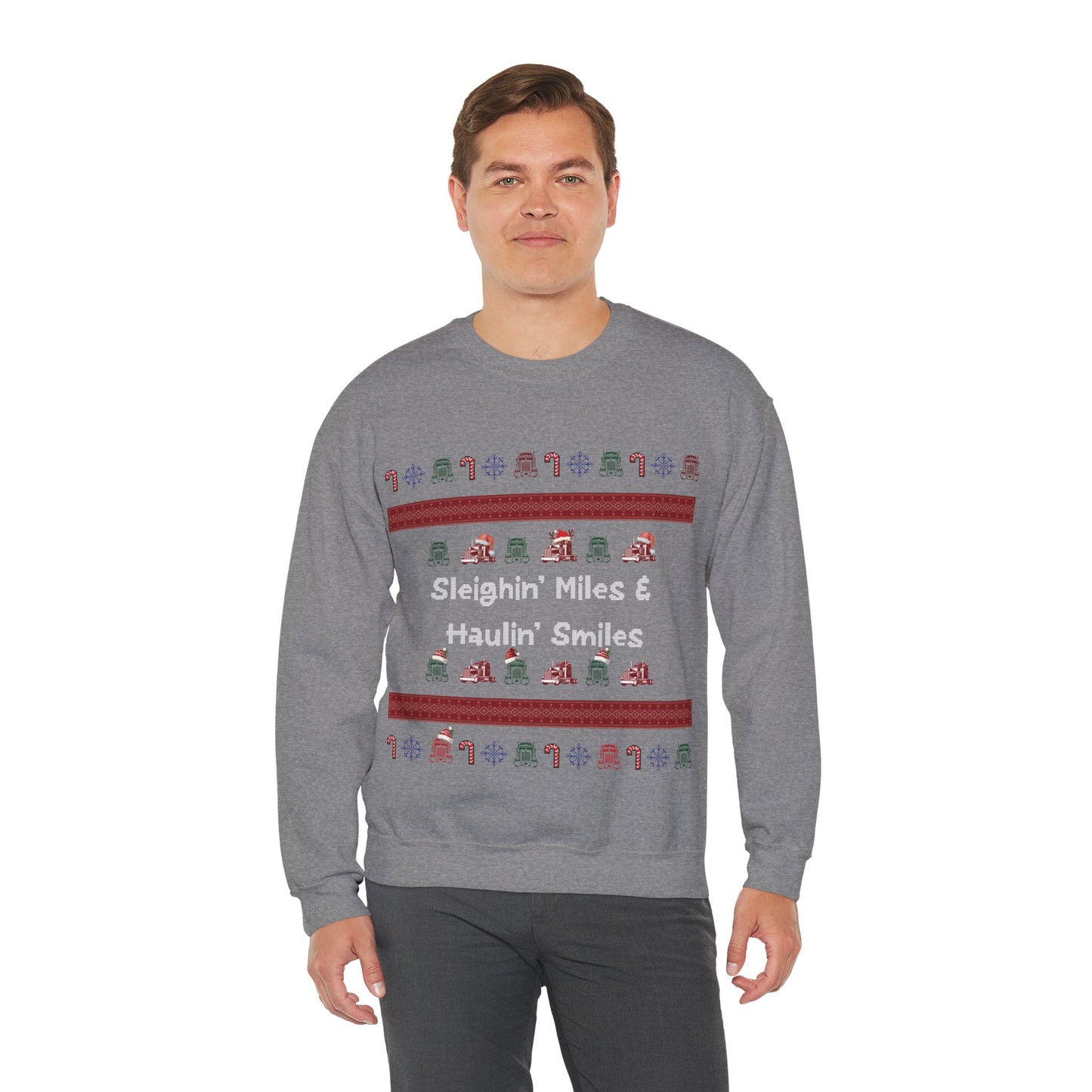 Sleighin' Miles Crewneck Sweatshirt, Christmas Sweatshirt, Holiday Apparel, Unisex Warm Sweater, Fun Winter Gift, Cozy Casual Wear