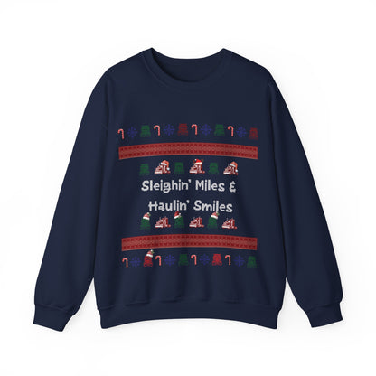 Sleighin' Miles Crewneck Sweatshirt, Christmas Sweatshirt, Holiday Apparel, Unisex Warm Sweater, Fun Winter Gift, Cozy Casual Wear