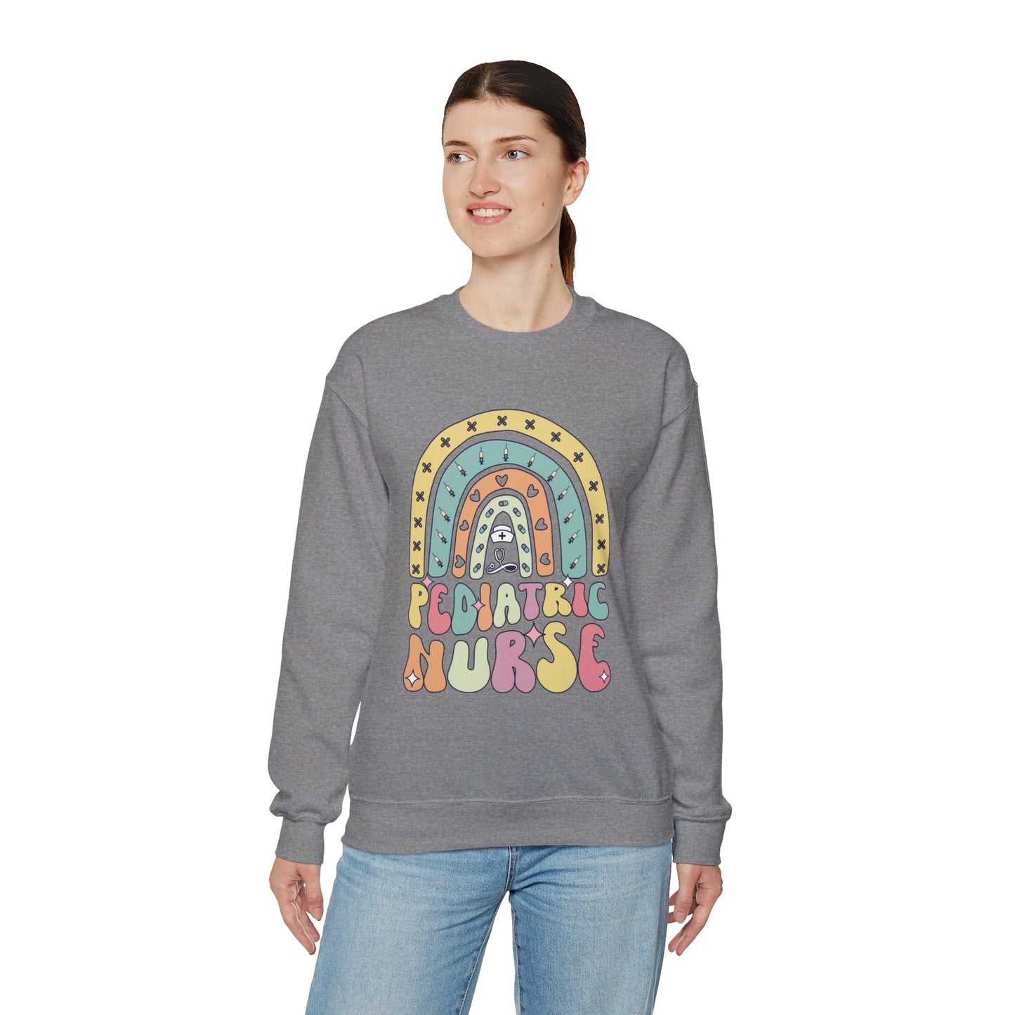 Pediatric Nurse Rainbow Unisex Heavy Blend™ Crewneck Sweatshirt