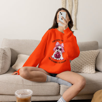 Breast Cancer Awareness Halloween Sweatshirt – Pink Ribbon Ghost Pumpkin Crewneck