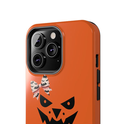 Pumpkin with Bat Bow Tough Phone Cases