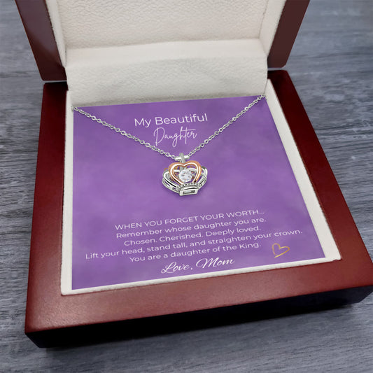 To My Beautiful Daughter Crown Pendant Necklace