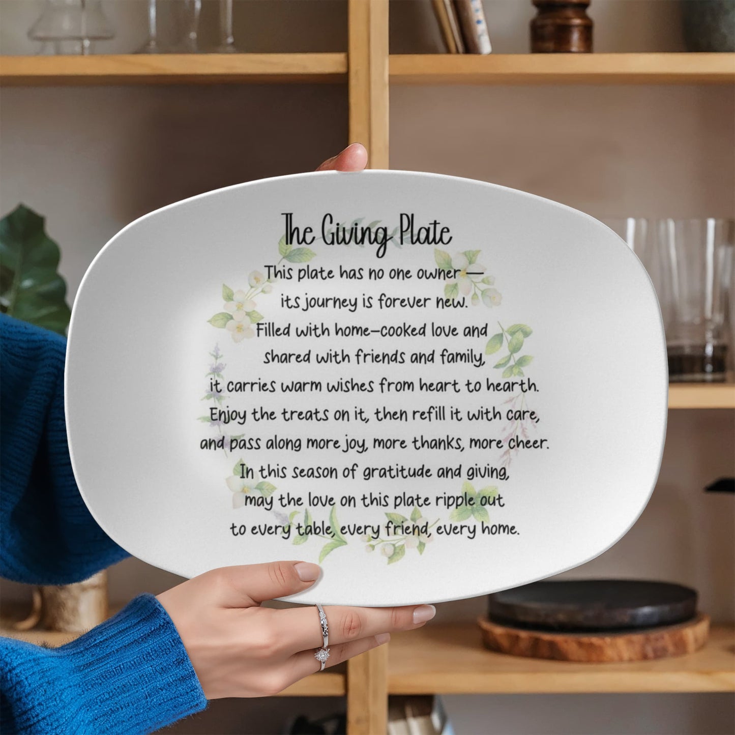 The Giving Plate Platter – Oval Serving Platter, Gratitude &amp; Sharing Gift, 10x14 Ceramic Dish