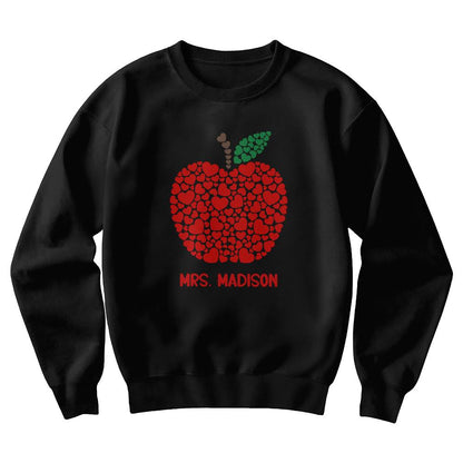 Personalized Teacher Apple Sweatshirt – Custom Name Crewneck | Cozy Gildan 18000