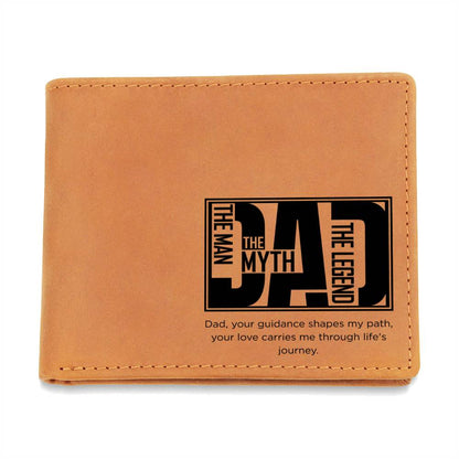 DAD Leather Wallet – “Your Guidance Shapes My Path” | Sentimental Full Grain Bifold Gift for Fathers