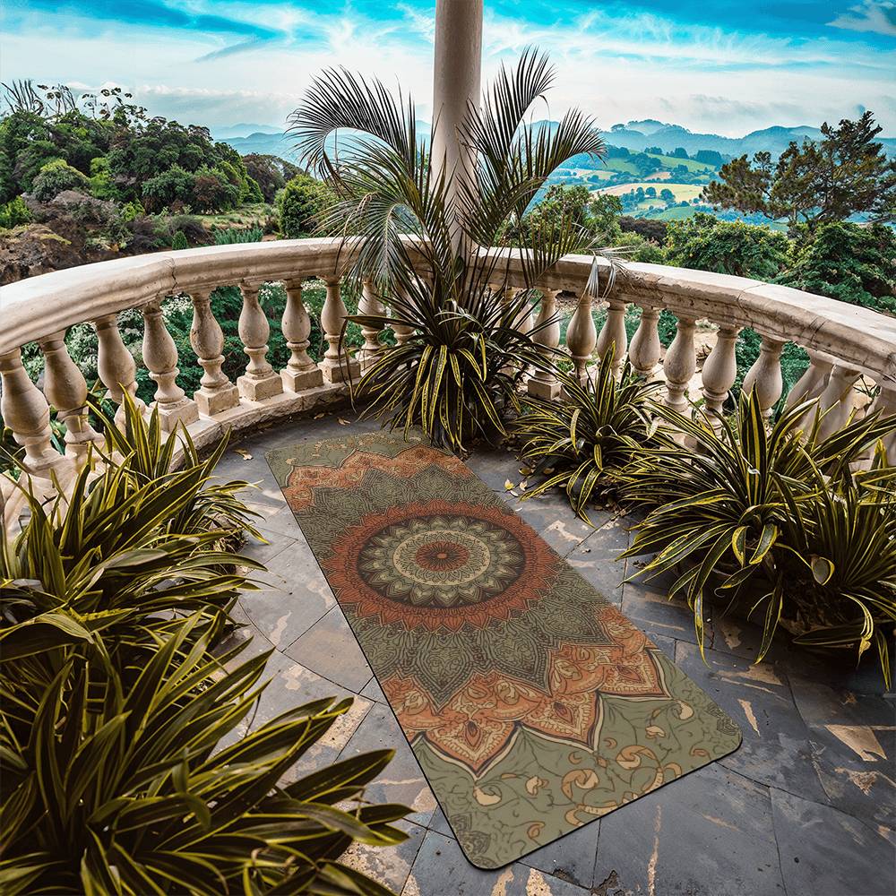 Mandala Rubber Yoga Mat | Non-Slip Suede Yoga Mat for Balance, Comfort; Home Practice