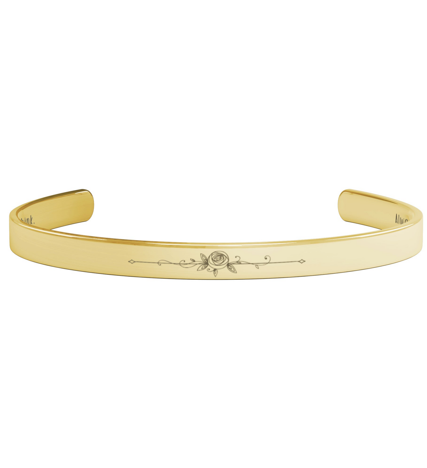 Inspirational Cuff Bracelet - "Braver, Stronger, Smarter" Engraved Stainless Steel in Gold, Rose Gold, Silver